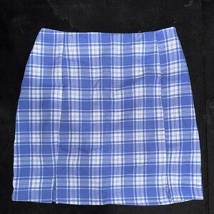 Love on a Hanger Blue and White Plaid Pencil Skirt